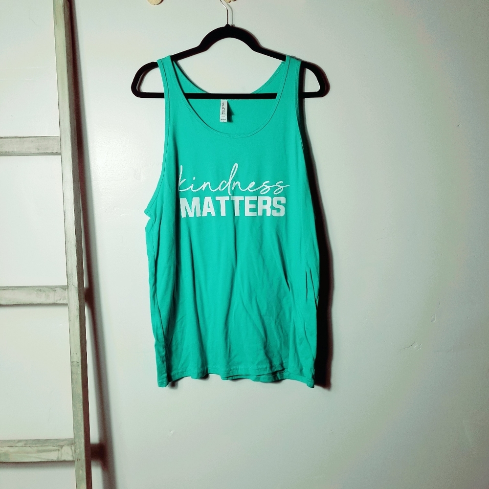 NWOT BELLA CANVAS WOMEN'S TEAL "KINDNESS MATTERS" TANK SIZE LARGE